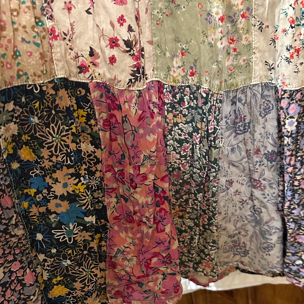 Young Threads Floral Patchwork Bohemian pants in Cream and Green - Picture 6 of 11